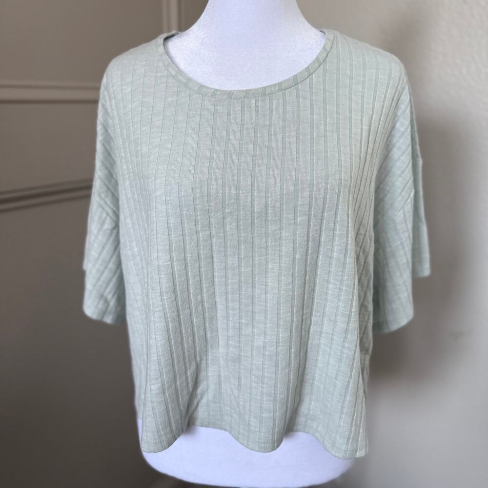 ASOS Design Light Sage Green Ribbed Oversized Tee Size 14